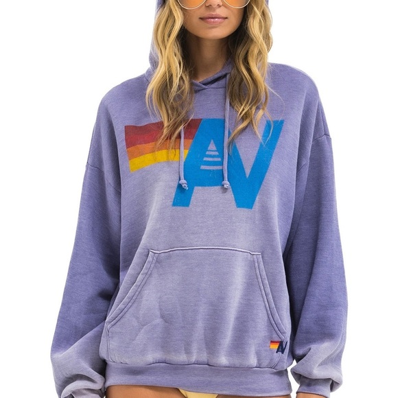 Aviator Nation Unisex VINTAGE LOGO RELAXED PULLOVER HOODIE - FADED GRAPE | NEW💜 - Picture 5 of 16